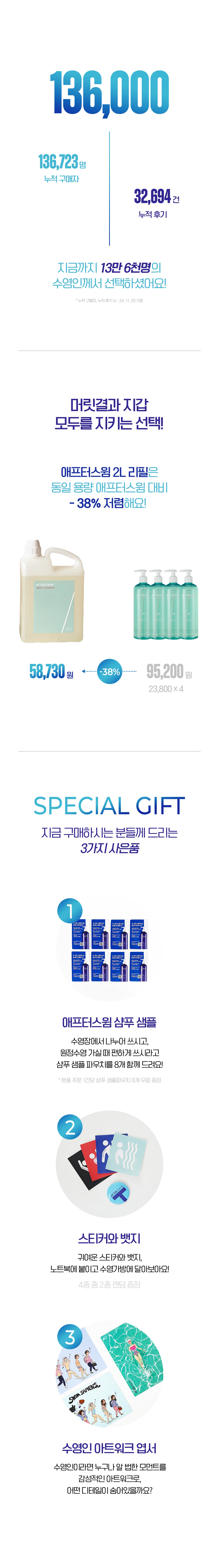 애프터스윔 수영장 샴푸·바디 리필 2000ml 상세 이미지 4